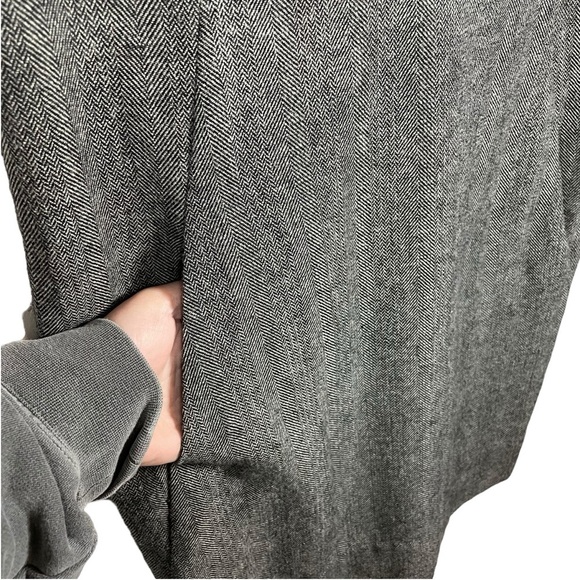 VINTAGE Banana Republic Wool Herringbone Pleated Neck Sheath Dress Grey Size 2 - Picture 9 of 12